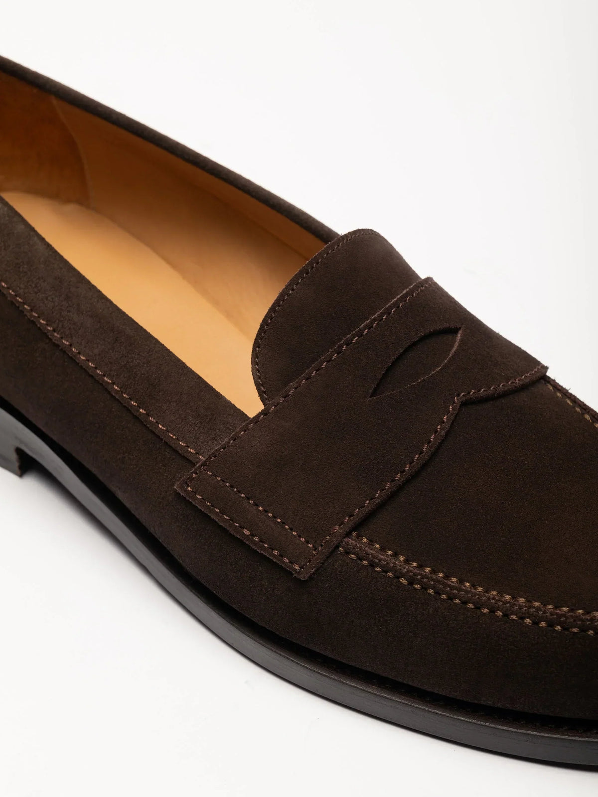 The Ivy Loafer - Brown Suede, up close