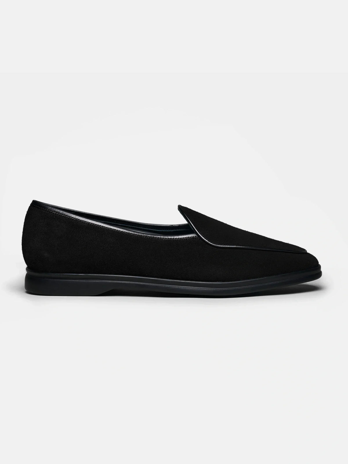 The Belgian Loafer - Black Suede, up close