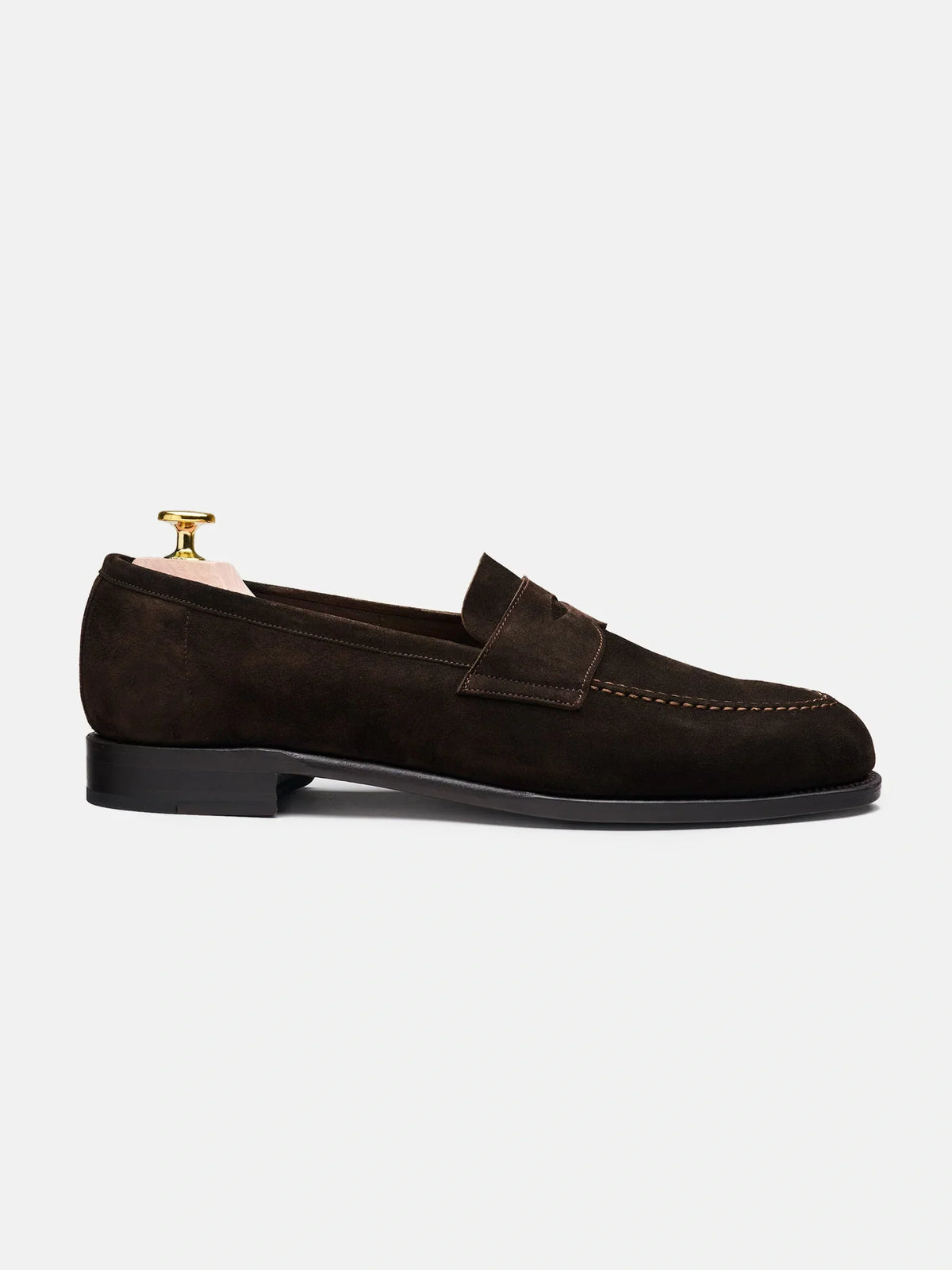 The Penny Loafer - Brown Suede - Unlined, up close