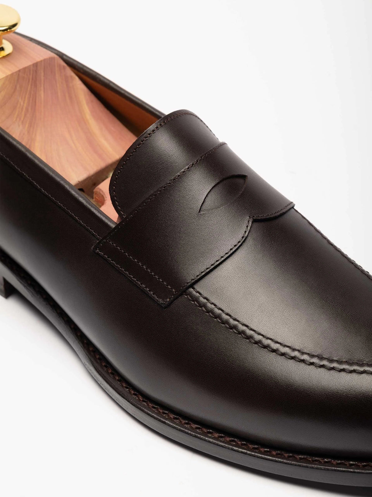 The Penny Loafer - Brown Calf, up close