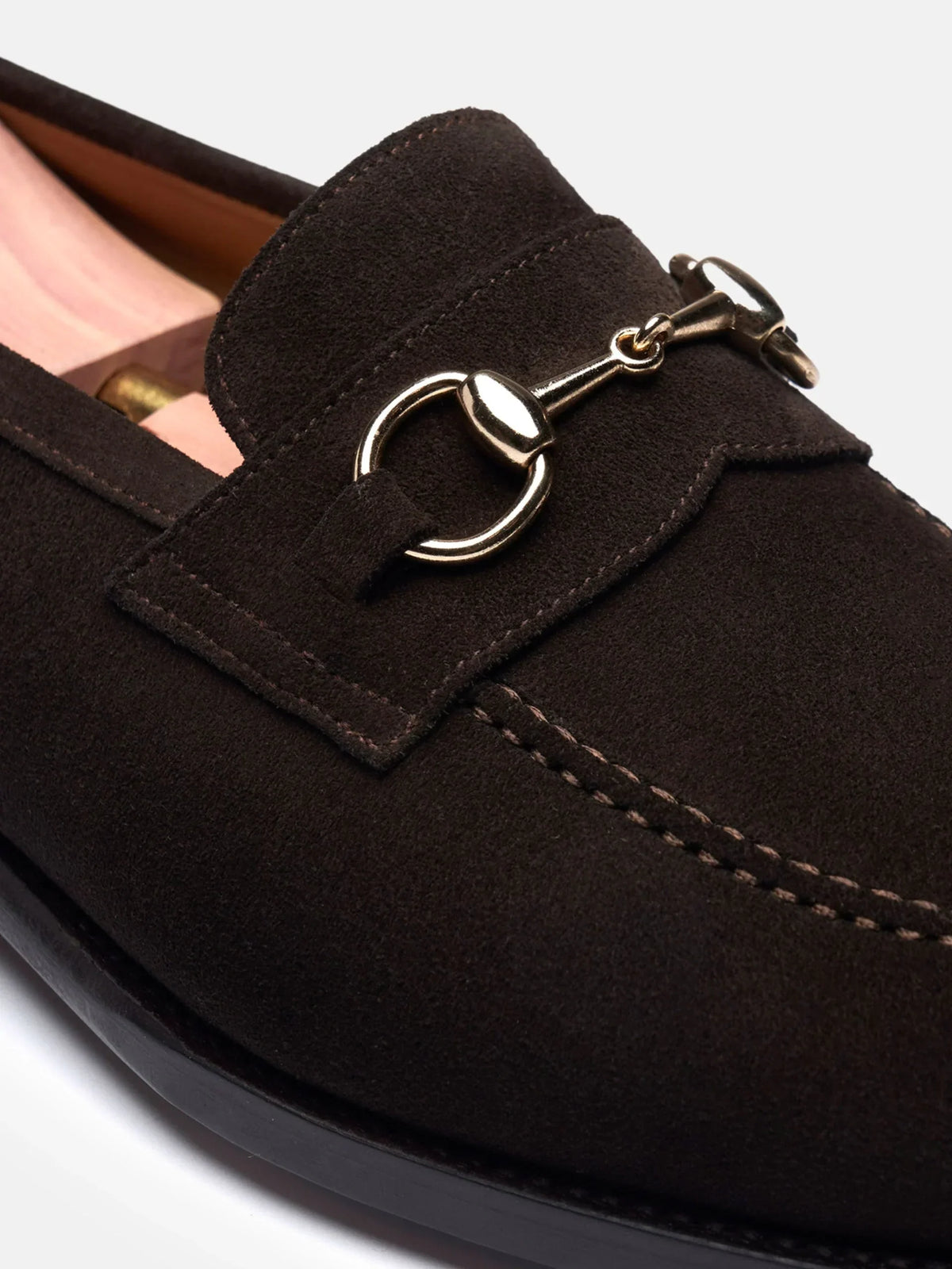 The Horsebit Loafer - Brown Suede, up close