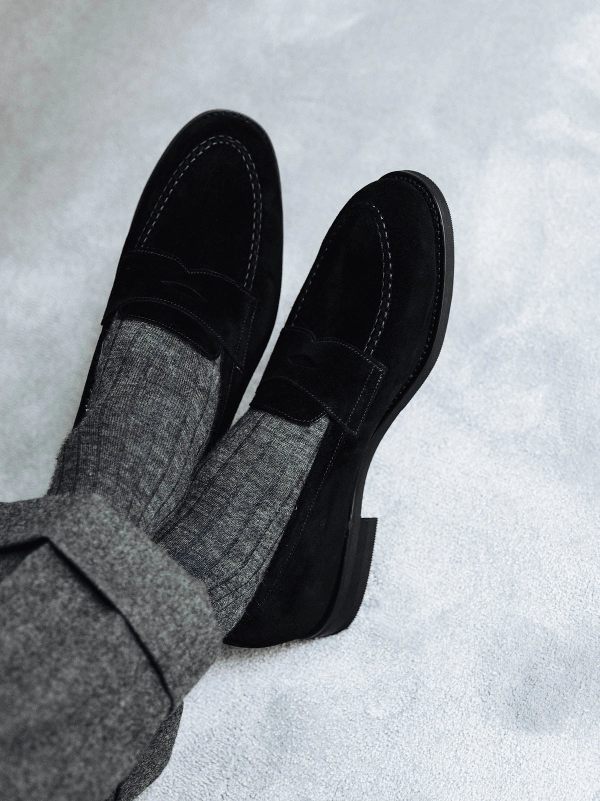 The Penny Loafer - Black Suede
