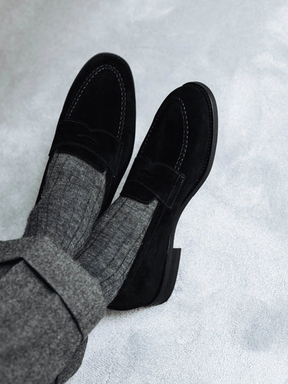 The Penny Loafer - Black Suede