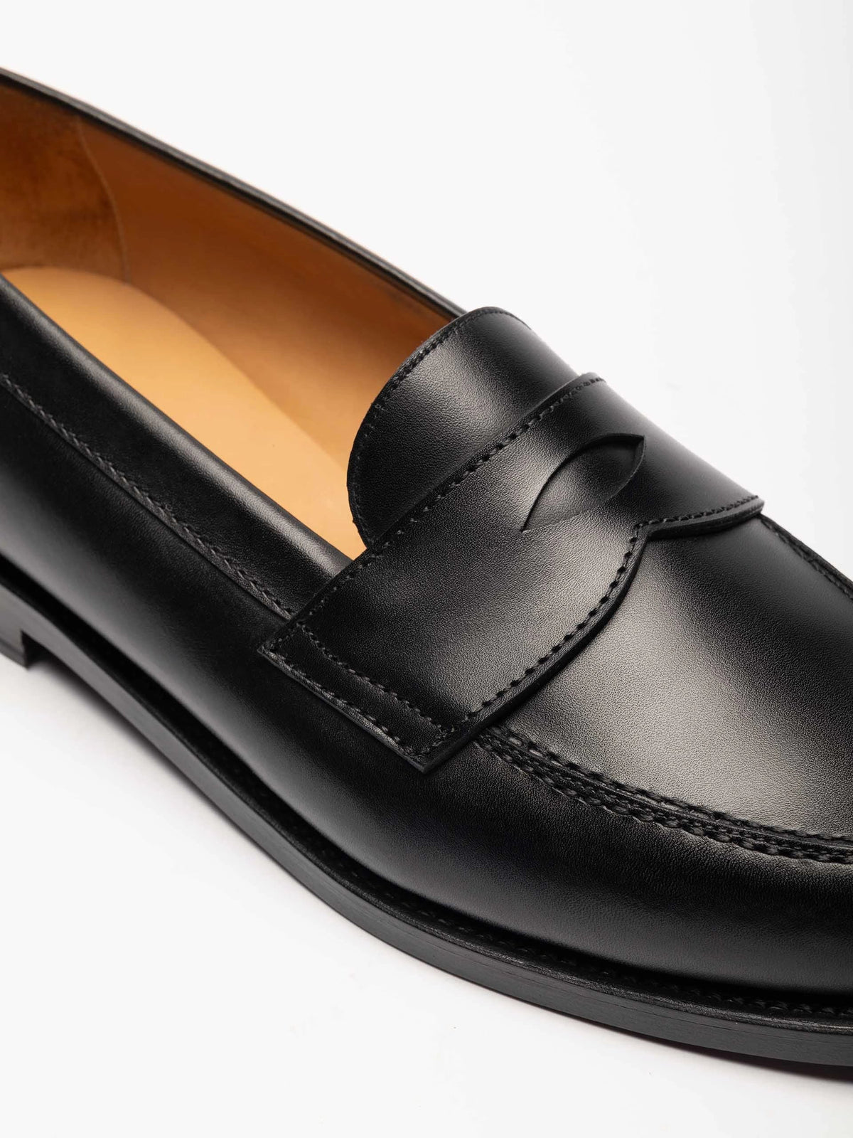 The Ivy Loafer - Black Calf, up close