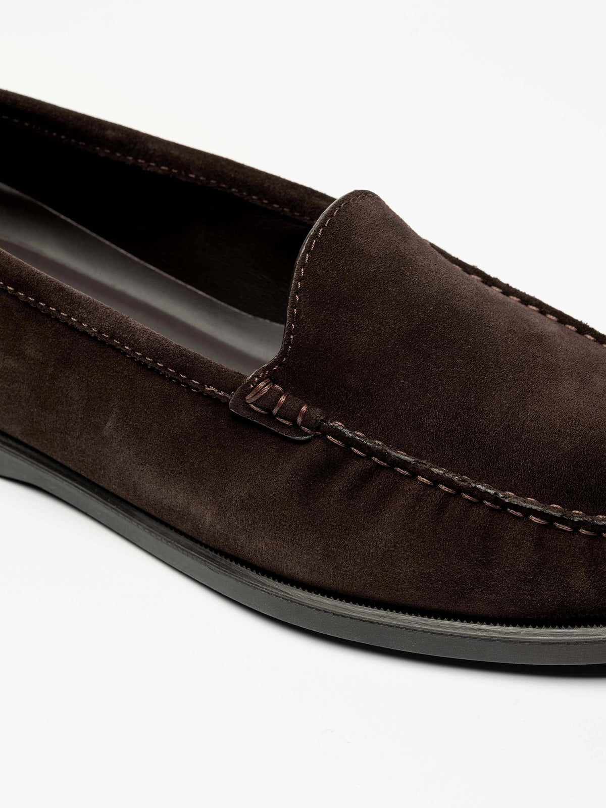 The Venetian Loafer - Brown Suede, up close