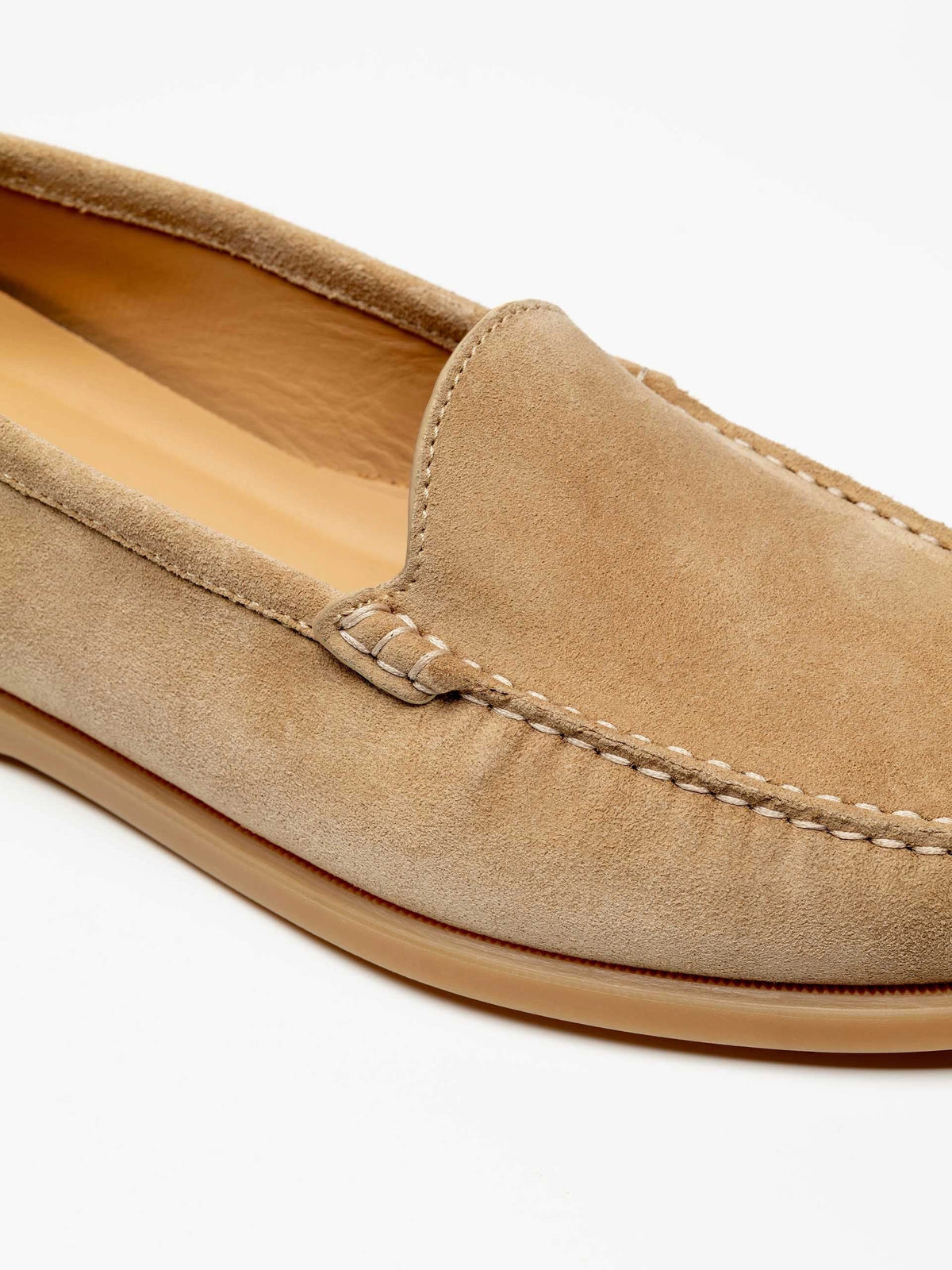 The Venetian Loafer - Sand Suede, up close
