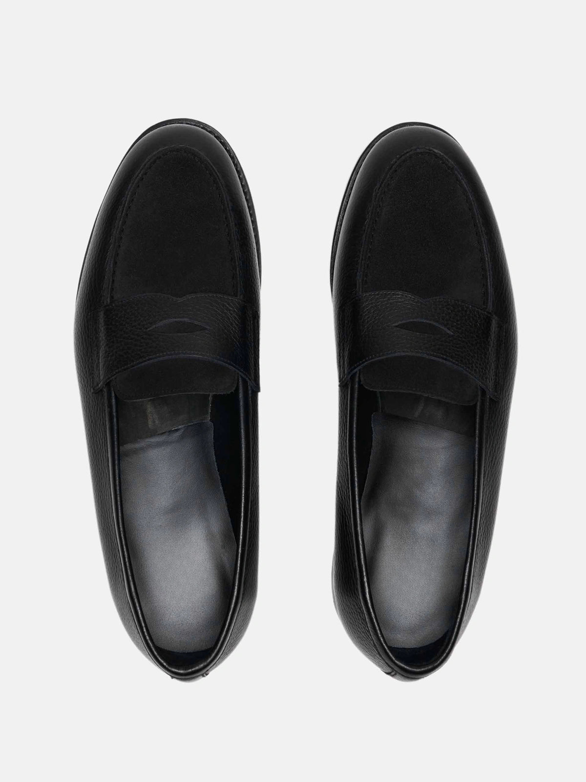 The Penny Loafer - Black Grain & Black Suede