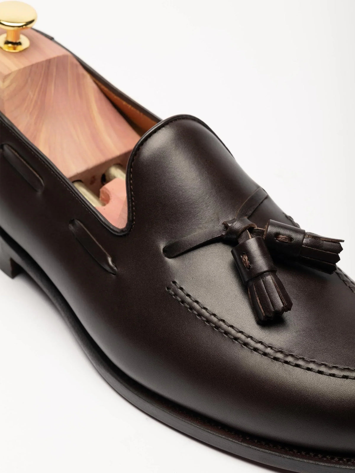 The Tassel Loafer - Brown Calf, up close