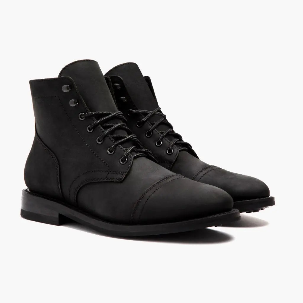 The Hayes Cap-Toe Boot — Matte Black