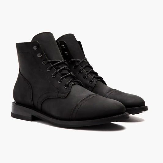 The Hayes Cap-Toe Boot — Matte Black