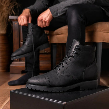 The Hayes Lug-Sole Boot — Matte Black