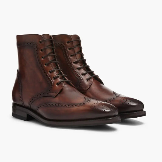 The Mercer Wingtip Boot — Burnished Cognac